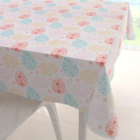 Biante Veľkonočný teflónový štvorcový obrus TF-106 Farebné kraslice na bielom 90x90 cm