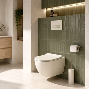 Rea Focus, závesná WC misa + WC sedadlo, Tornado technológia, krémová, REA-C0363