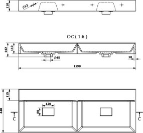 Sapho Sapho, GODIVA dvojumývadlo 119x44cm, liaty mramor, biela, GU119-0