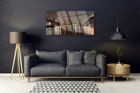 Obraz na skle Mesto mosty architektúra 140x70 cm