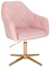 LuxuryForm DESIGN Kreslo ANDORA VELUR na zlatom kríži - svetlo ružová
