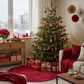 Vopi, DOPREDAJ: 100x100 (průměr) kruh cm Vánoční kusový koberec Eton vínově červený kruh, 100x100 (priemer) kruh, červená, detská izba