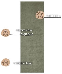 Tmavozelený behúň Mint Rugs Supersoft, 80 x 250 cm