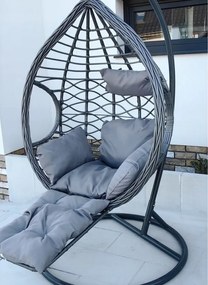 Sivé závesné kreslo s podnožkou DOMINIKANA WAVES