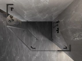 Mexen Lunar, L pravý výklopný päťuholníkový sprchový kút 100x80 cm priehľadný, profil grafit brúsený, 831L-100P-080L-66-00-P
