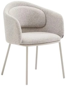 Sivobéžové čalúnené jedálenské kreslo s podrúčkami Minda – Kave Home