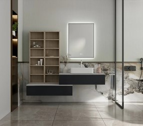 Erga Megan, LED zrkadlo 60x80cm (80x60cm) v čiernom ráme, 2185 lm, 3 farby svetla, zadné osvetlenie, ERG-V01-MEGAN-6080-BK