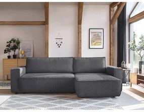 Tmavosivá menčestrová rozkladacia rohová variabilná pohovka Nihad – Bobochic Paris