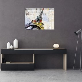 Sklenený obraz - Digitálne umenie Eiffelovej veže (70x50 cm)