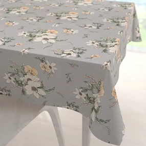 Biante Bavlnený štvorcový obrus Sandra SA-465 Oranžové kvety na sivom 70x70 cm
