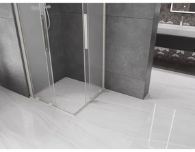 Mexen Velar Duo, sprchový kút s posuvnými dverami 90 x 90 cm, 8mm sklo námraza, brúsená oceľ, 871-090-090-32-97