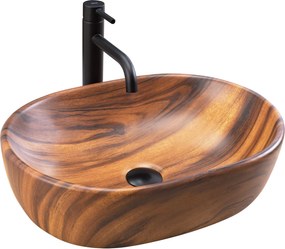 Rea Amelia Wood, umývadlo na dosku 480x345x135 mm, imitácia dreva-hnedá matná, REA-U5060