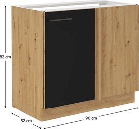 Dolná kuchynská skrinka Meriel 105 ND 1FFBB (čierna + dub artisan). Vlastná spoľahlivá doprava až k Vám domov. 1033980