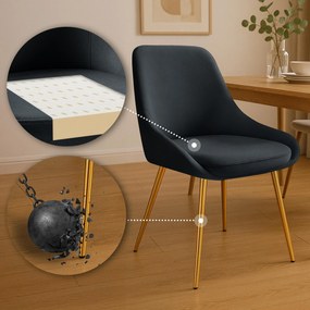 Sada 2 ks jedálenskej stoličky Elmira zamat - čierna