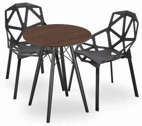 Jedálenský stôl TODI jaseň 60 cm s dvoma stoličkami ESSEN čierne