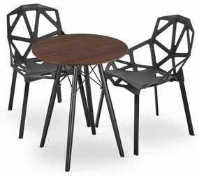 Jedálenský stôl TODI jaseň 60 cm s dvoma stoličkami ESSEN čierne