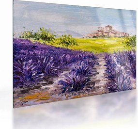 Sklenený obraz - Provance, Francúzsko, olejomaľba (70x50 cm)