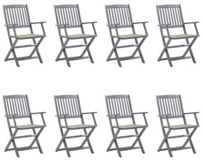 Skladacie vonkajšie stoličky 8 ks s podložkami akáciový masív 3078274