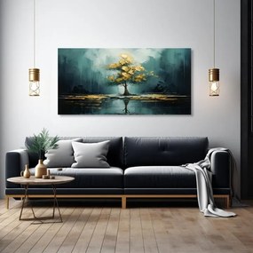 Moderný nástenný dekor Zlatý odraz v jazere - PREMIUM ART
