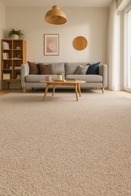 Tapibel, Koberec metráž Supersoft 250 béžový, šíře 4m, béžová, ab (mriežka), obývacia izba