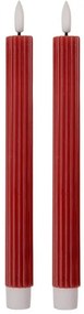 Set 2ks vínová úzka sviečka s vrúbkovaním Led Candle - Ø 2*25 cm / 2*AAA