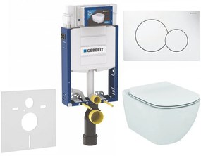 GEBERIT Kombifix súprava 5v1 - inštalačný modul, závesné WC AquaBlade a Softclose Slim sedátko IDEAL STANDARD Tesi, tlačítko Sigma01, 115.770.11.5 (alpská biela), 110.302.00.5 NU1