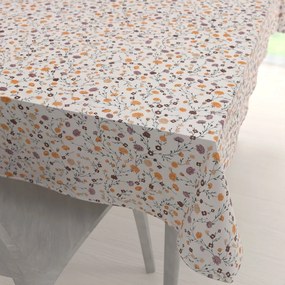 Biante Bavlnený obdĺžnikový obrus Sandra SA-720 Oranžovo-hnedo-béžové drobné kvietky na smotanovom 60x100 cm
