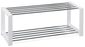 Autronic - Botník, 2 kovové chrómované police, masív kaučukovník, biely matný lak - 83168-11 WT AKCE
