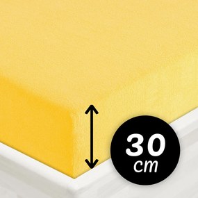 Froté napínacie prestieradlo na vysoký matrac FR-003 Žlté 90 x 220 - výška 30 cm