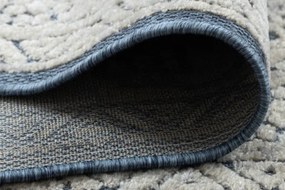 Koberec SOLE D3871 Ornament, ramka - ploské tkanie modrý / béžový