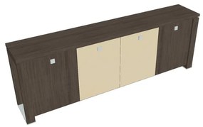 Nízka skriňa Verno+ S 260 x 46 x 90 cm, kombinované dvere, dub antracit / vanilka