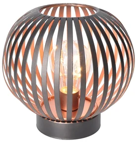 SOLIGHT Kovový okrúhly lampáš so žiarovkou micro LED, teplá biela, medená, 3xAA, 19cm