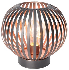 SOLIGHT Kovový okrúhly lampáš so žiarovkou micro LED, teplá biela, medená, 3xAA, 19cm