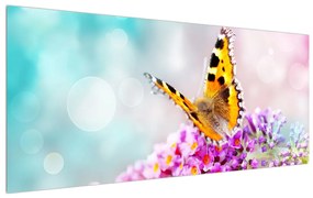 Obraz motýľa na kvetoch (120x50 cm)