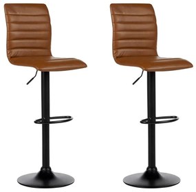 Sada 2 barových stoličiek z umelej kože hnedá LUCERNE II Beliani