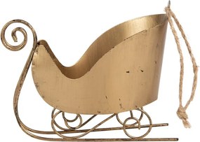 Zlatá antik vianočná ozdoba retro kovové sane - 14*7*12 cm