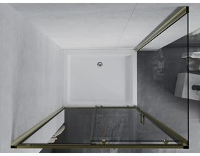 Mexen Apia, sprchový kút s posuvnými dverami 120 (dvere) x 80 (stena) cm, 6mm číre sklo, zlatý profil + biela sprchová vanička RIO, 840-120-080-50-00-4510