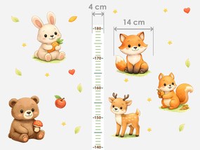 Meter lesné zvieratká textilní prelepiteľné nálepky na stenu výška 160 cm