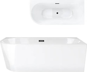 Rohová vaňa Corsan Intero 150 x 74 Montáž pravá Zátka klik-klak čierna