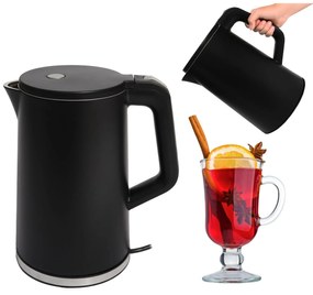 Bauerkraft Bezdrôtová cestovná rýchlovarná kanvica 1500 W 1,7 l otočná čierna