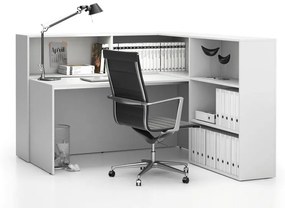 Rohová kancelárska zostava SEGMENT, pravá, biela