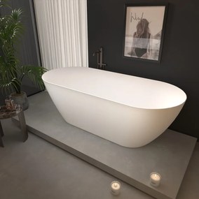 Erga Kaia, voľne stojaca vaňa 170x75 cm + odtoková zátka, biela lesklá, ERG-Kaia-170075-WH-WH