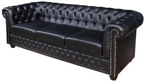 Dizajnová 3-miestna sedačka Chesterfield 205 cm čierna