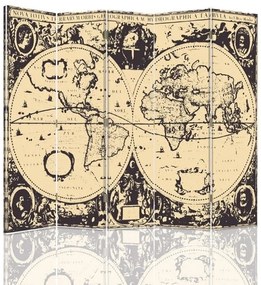 Gario Paraván Vintage mapa sveta Rozmery: 180 x 170 cm, Prevedenie: Klasický paraván