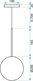 Toolight Toolight, sklenené guľové závesné stropné svietidlo 20cm, 1xG4, APP1685-1CP, chróm, OSW-04305