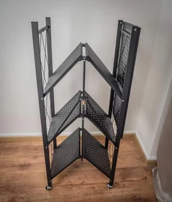 Kovový skladací regál na kolieskach 4 police