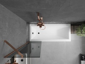 Mexen Next, vaňová zástena 1-krídlová 50 x 150 cm, fixné krídlo, 6 mm šedé sklo, ružové zlato profil, 895-050-000-00-40-60