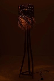 Stojacia lampa z teakového dreva a tienidlom z trávy Rafi grass - Ø 42*175 cm/ E27/ 70W