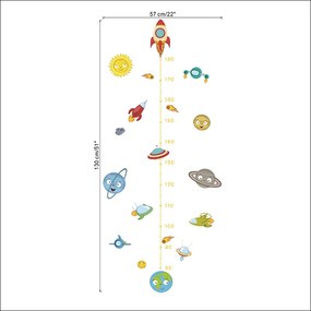 Samolepka na stenu "Detský meter - Raketa 2" 130x57 cm