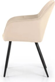 Sada šiestich jedálenských stoličiek DIAMANTE zamatové, béžové / čierne nohy (6 ks)